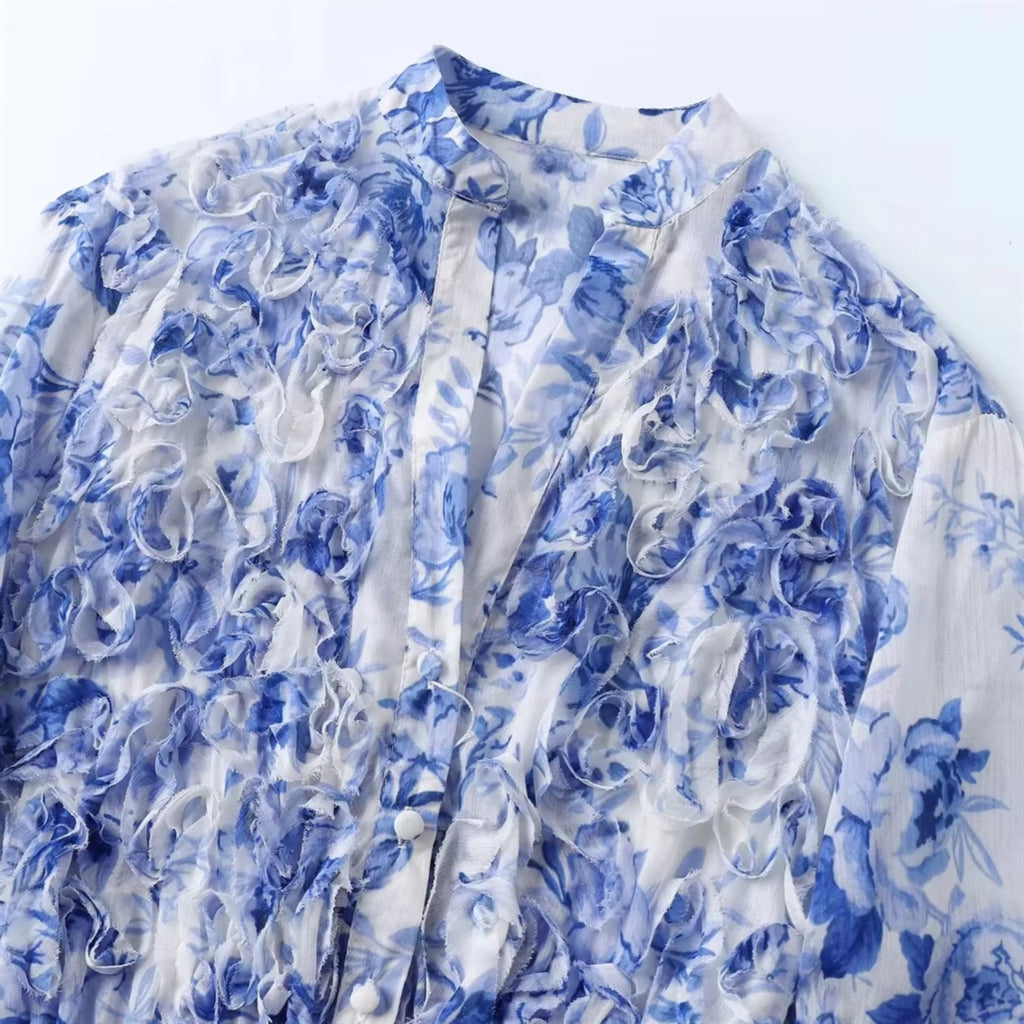 Sommerkleid 2025 Damen Langarm Wickelkleid mit Gürtel