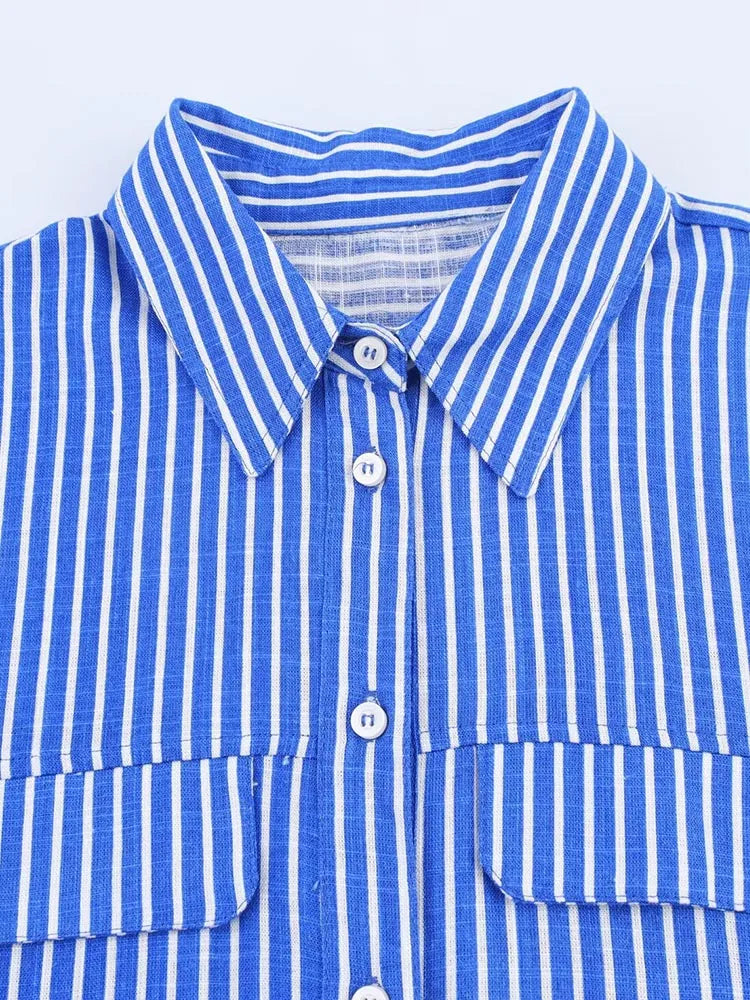 Leinen-Bluse Damen Sommer 2025: Lockerer Schnitt, Streifen, Taschen