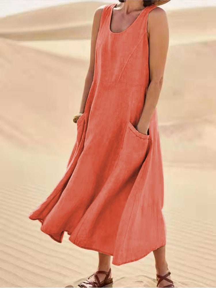Luftiges Sommerkleid Damen - Baumwolle, leicht & bequem, knielang