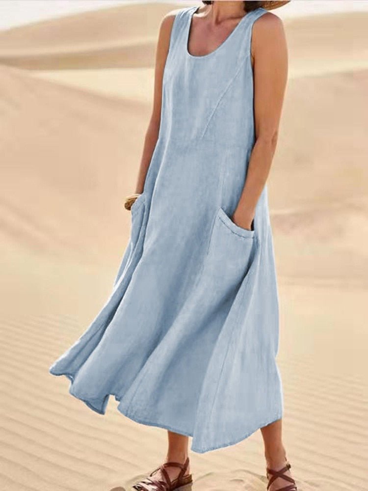 Luftiges Sommerkleid Damen - Baumwolle, leicht & bequem, knielang
