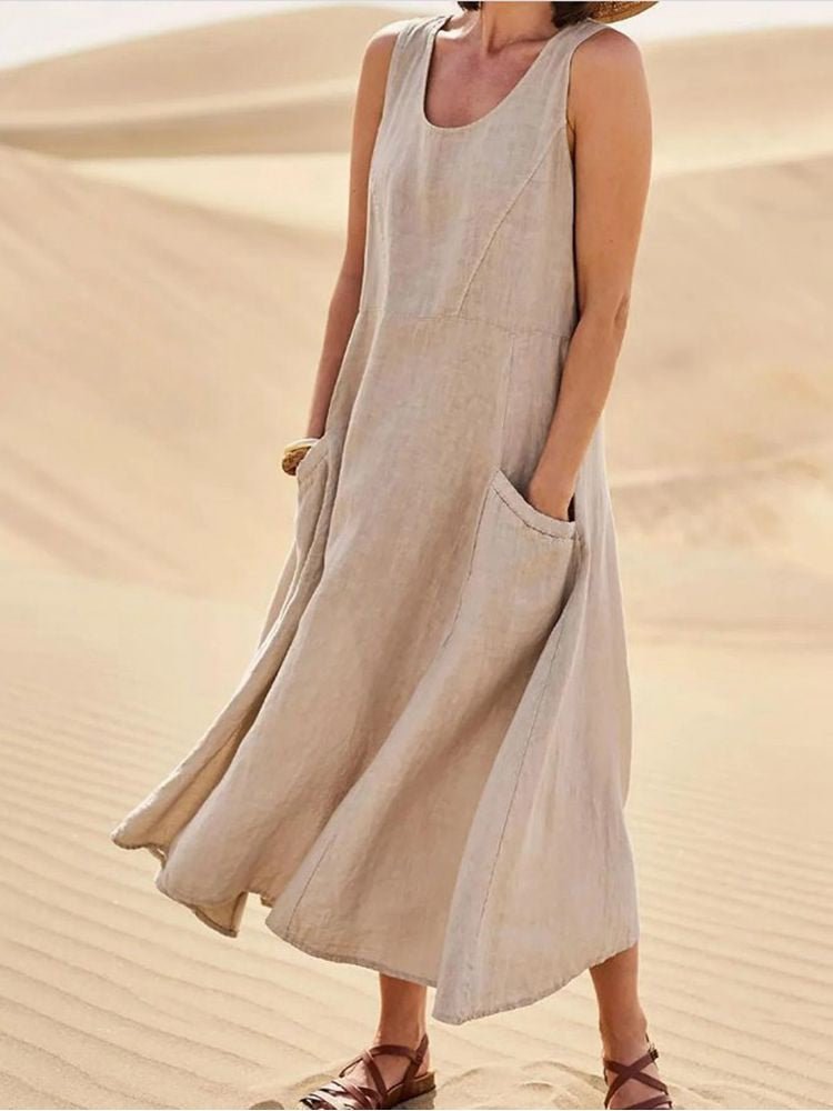 Luftiges Sommerkleid Damen - Baumwolle, leicht & bequem, knielang