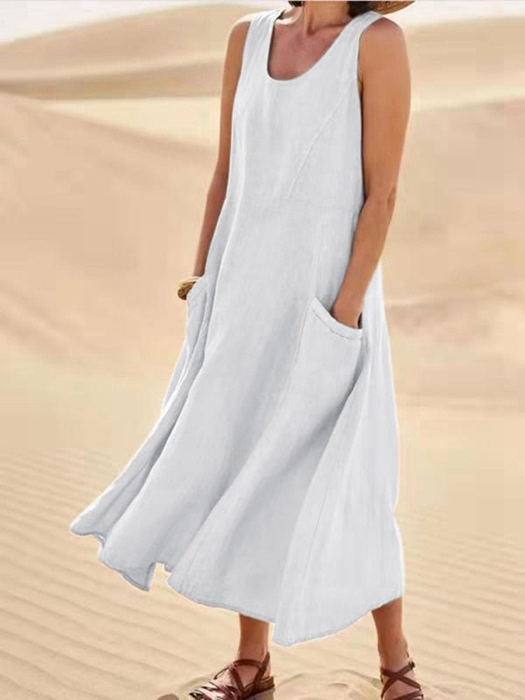 Luftiges Sommerkleid Damen - Baumwolle, leicht & bequem, knielang
