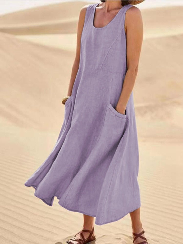 Luftiges Sommerkleid Damen - Baumwolle, leicht & bequem, knielang