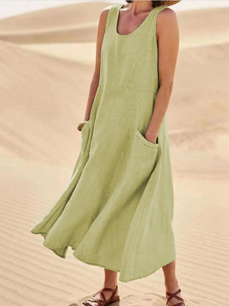 Luftiges Sommerkleid Damen - Baumwolle, leicht & bequem, knielang
